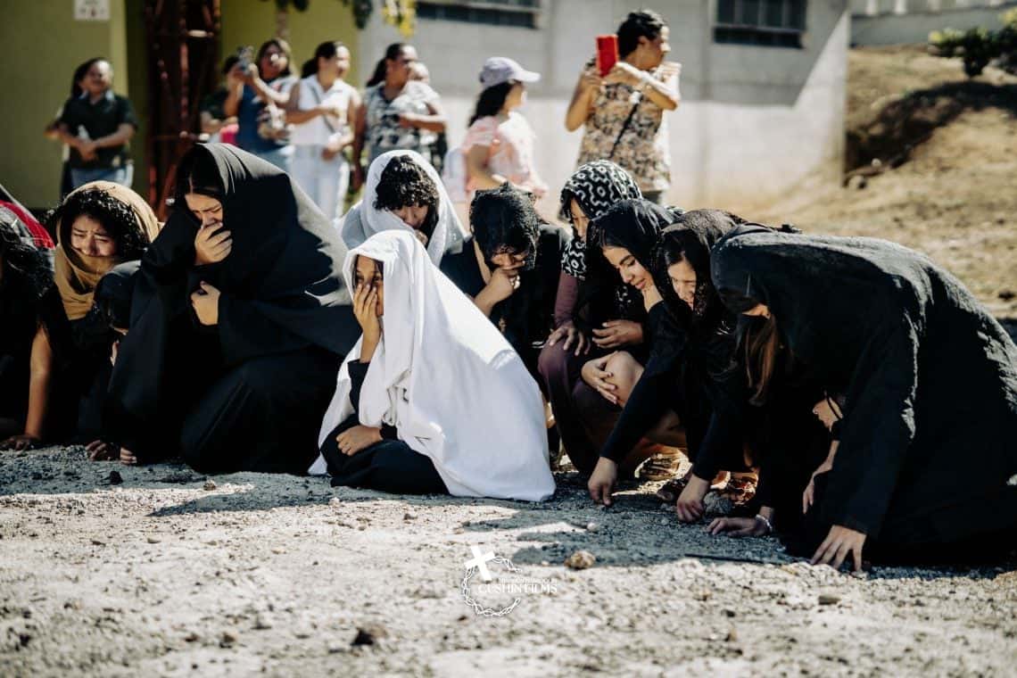 Vía Crucis en vivo, colegio Sagrado Corazón, Cuilapa, Santa Rosa