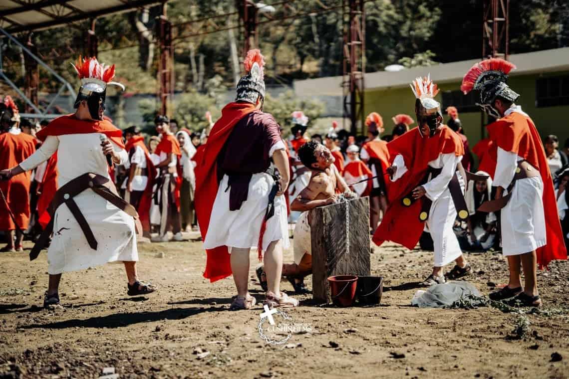 Vía Crucis en vivo, colegio Sagrado Corazón, Cuilapa, Santa Rosa