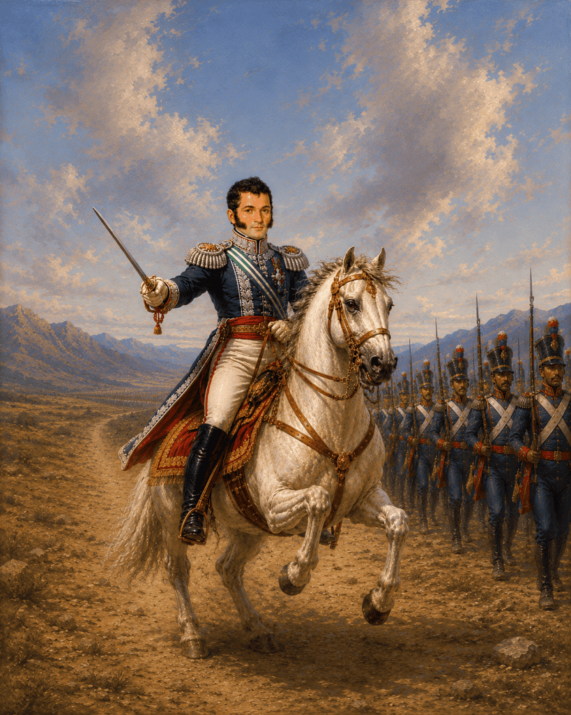 Vicente Filísola fue enviado por el emperador mexicano Agustín de Iturbide (cuyo gobierno solo duró 8 meses). Filísola se desplazó primero de Chiapas a Quetzaltenango y después a la capital de Guatemala, desde donde condujo una operación contra los antianexionistas de El Salvador: sin embargo no cometió abusos ni permitió que sus soldados los cometieran. Cuando cayó Iturbide, procuró retomar lo estipulado en el Acta de Independencia de 1821. (Imagen generada por IA con base en retratos y relatos históricos)