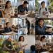 Collage of diverse professionals in action across different work environments, including shopper, architect, student, cleaner, driver, gardener, teacher, and barista.