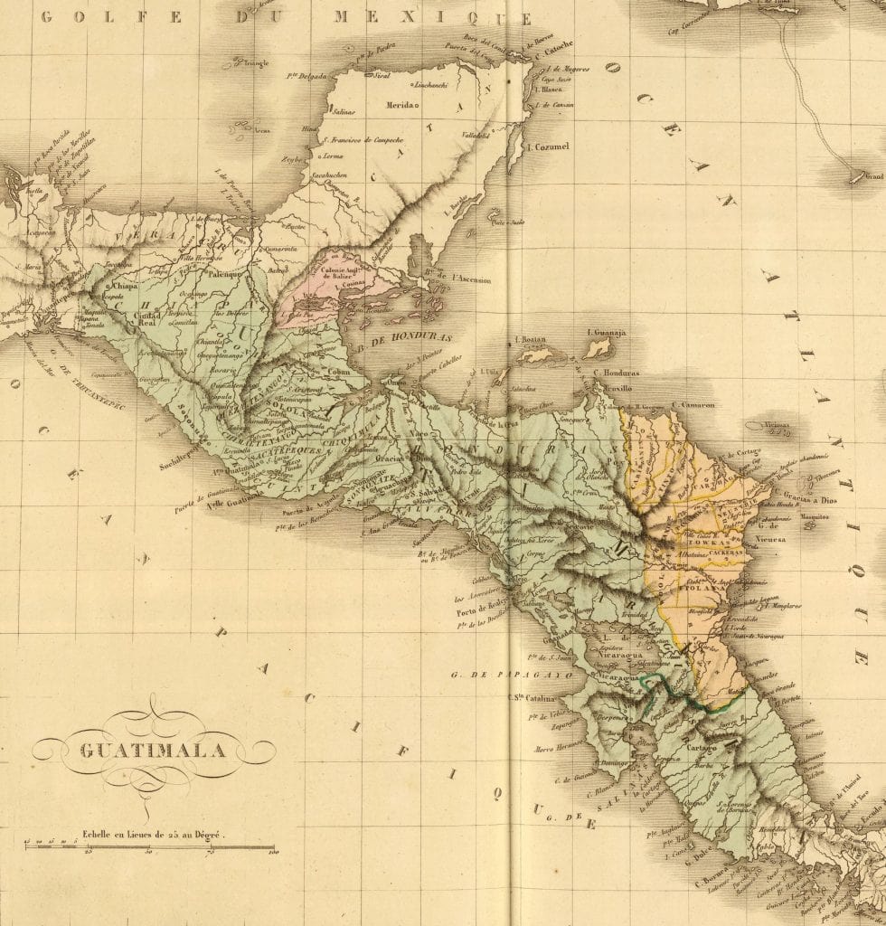 Al momento de producirse la Independencia de 1821, todo este era el territorio de la Capitanía General de Guatemala, integrado por provincias que abarcaban el actual territorio de Guatemala, pero también Honduras, El Salvador, Nicaragua y Costa Rica, así como Chiapas y la Península de Yucatán. Con la anexión a México, estos dos últimos territorios decidieron quedarse con México.