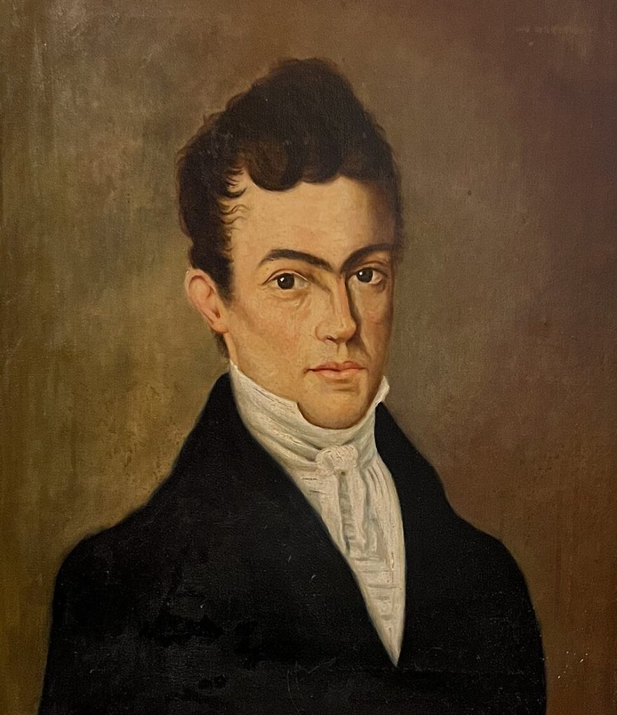 Retrato histórico de Mariano de Aycinena y Piñol, comerciante conservador, Jefe de Estado de Guatemala desde noviembre de 1826 hasta abril de 1829 cuando fue depuesto por la invasión del liberal Francisco Morazán, jefe de Estado de Honduras que después fue Presidente de la República Federal de Centro América.