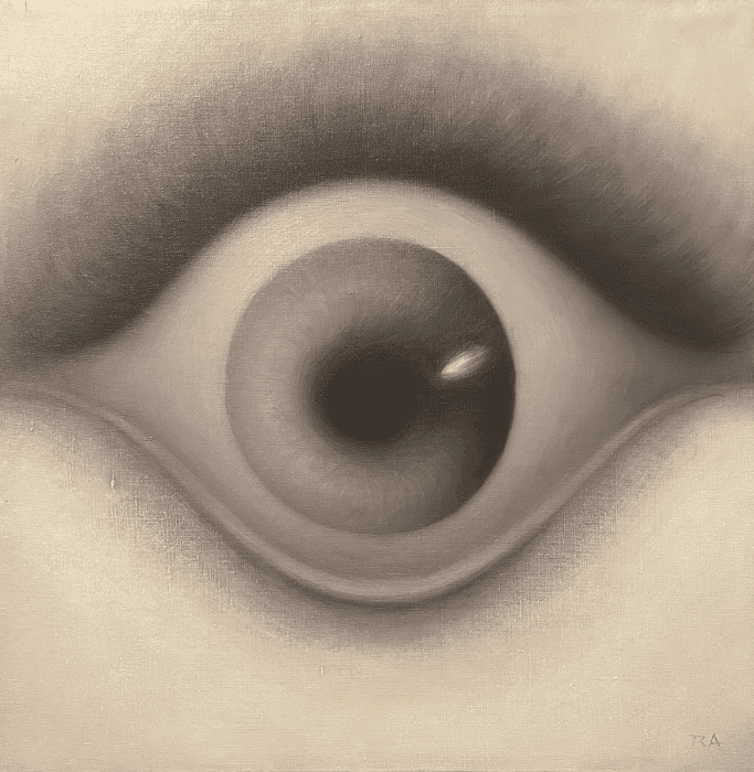 Rodolfo Abularach dibujó y pintó decenas de ojos, algunos que evidentemente lo eran y otros que llevaban el concepto a un alto nivel de abstracción: pero todos eran enigmáticos.