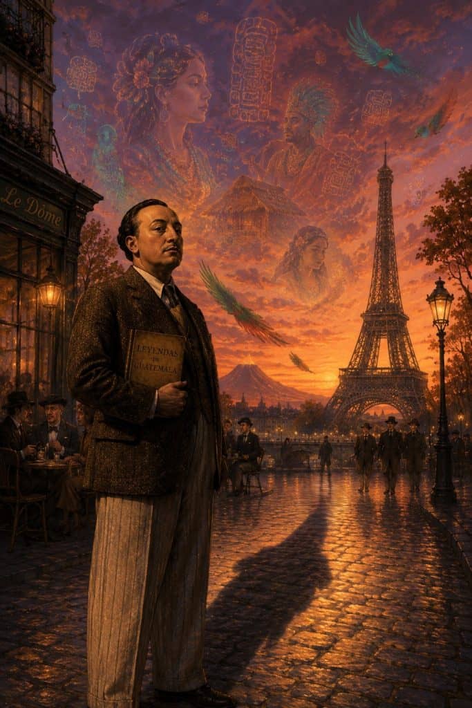 En 1924, Miguel Ángel Asturias migró a París, en donde entró en contacto con las vanguardias artísticas, literarias y culturales. Fue allí donde floreció su libro Leyendas de Guatemala. Si quieres leer Leyendas de Guatemala, clic en la imagen.