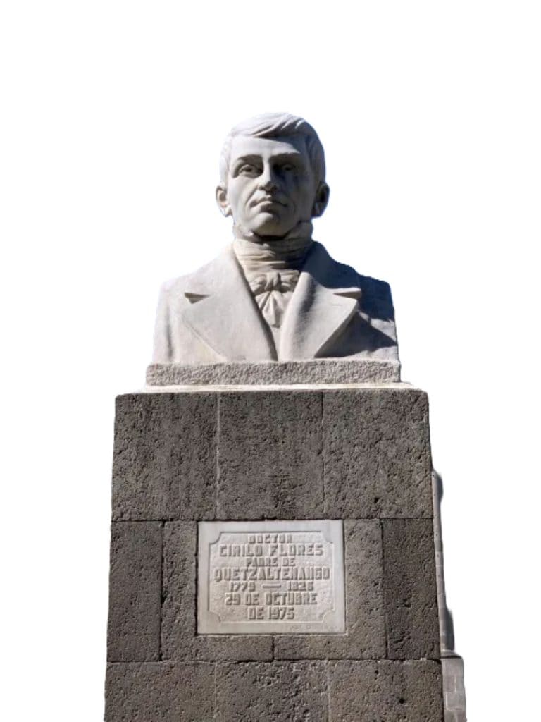 Monumento al doctor Cirilo Flores en el Parque Central de Quetzaltenango.