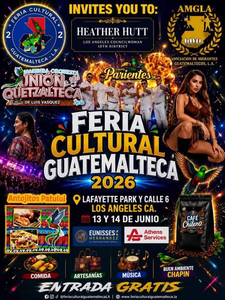 Flyer promocional de la Feria Cultural Guatemalteca en Lafayette Park, el 13 y 14 de junio próximos