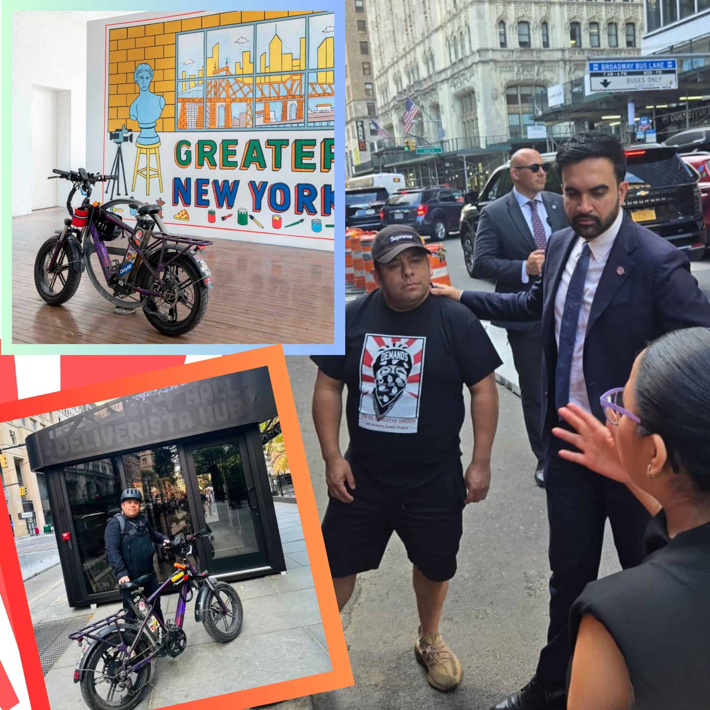 Abre Hub Delivery soñado por el líder laboral Gustavo Ajché en NY, donde su bici se volvió objeto de arte