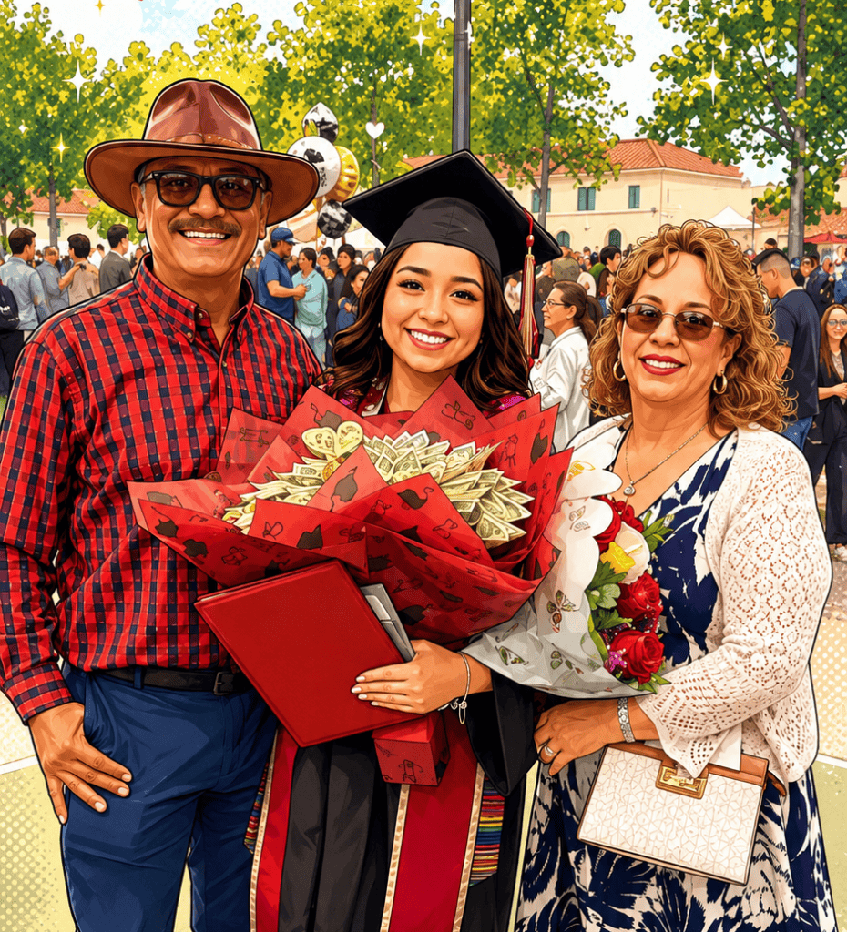 Aylin Solís dedica su triunfo universitario a sus abuelos René y Mary Corado, por su amor incondicional. Es la primera nieta que se gradúa de titulo universitario, en California.