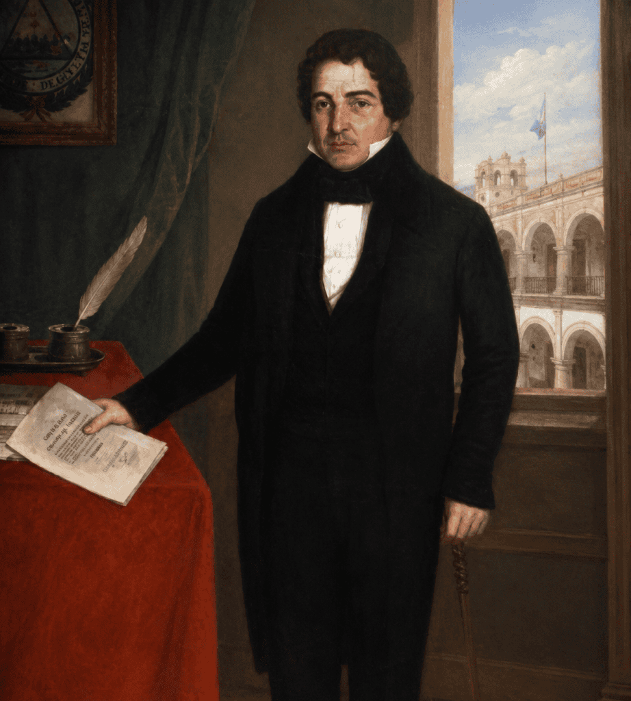 Retrato histórico de Mariano Rivera Paz, abogado que gobernó Guatemala entre 1838 y 1844, con una interrupción de varios meses en 1839, a causa de las pugnas políticas entre liberales y conservadores, entre la Federación y el Estado de Guatemala.