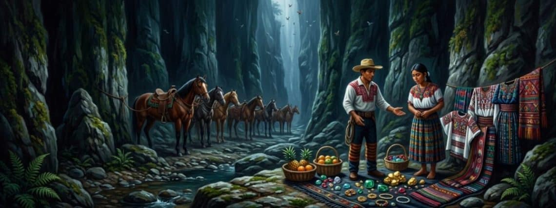 Un dia al ir a traer agua, había un agujero y el hombre la jaló. La llevó a un lugar y le dijo que se quedaría con él. Que enviaría 13 caballos con riquezas a sus padres, pero que no debían pensar en Dios para recibir aquel tesoro