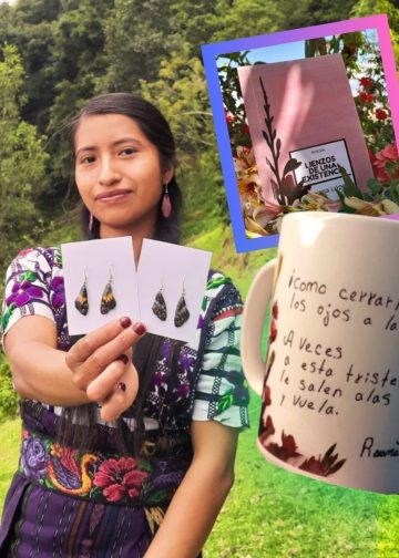 emprendedora y escritora guatemalteca maya sipakapense roxana lopez aretes con alas de mariposa san marcos esta en MERCADO