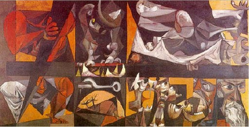 Calvario es una de las obras más complejas y llamativas de Roberto Ossaye: una pasión de Cristo en la cual cada observador se enfoca en instantes que cuentan y otra vez una historia distinta. (Obra de Roberto Ossaye)