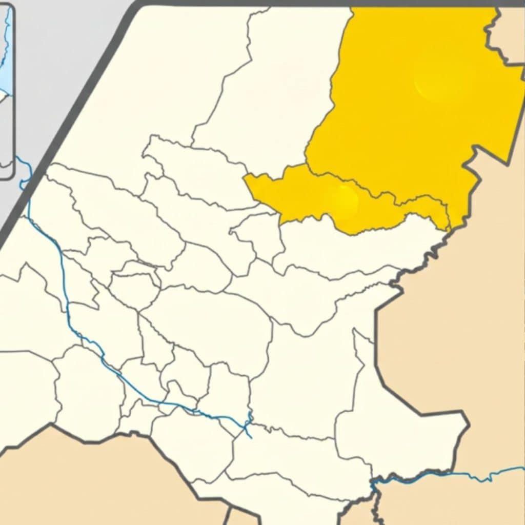 Toda el área marcada en amarillo abarcaba el municipio de Santa Eulalia, pero la entrega de tierras comunales indígenas a propietarios particulares terminó integrando el municipio de Santa Cruz Barillas, cuyo nombre fue otorgado para recordar que fue el presidente Lisandro Barillas quien otorgó tales terrenos. Santa Eulalia actual es el municipio de abajo.