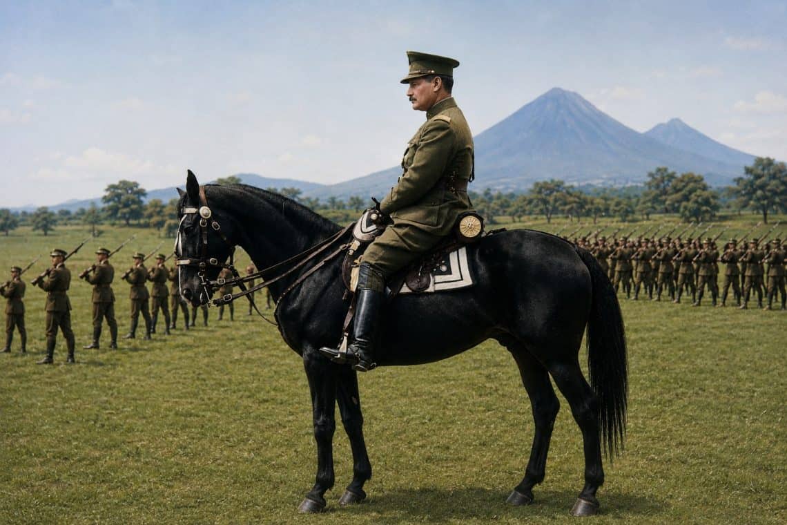 Aún cuando ya era presidente, José María Orellana disfrutaba de observar los ejercicios militares en el Campo de Marte, montado en su caballo andaluz Monarca.