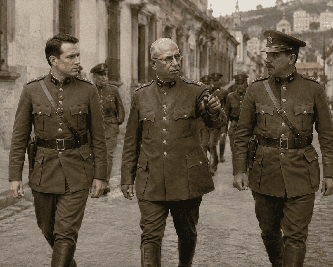El propio general Manuel María Orellana (1870-1940) dirigió el movimiento militar que llevó a la renuncia de Baudilio Palma a solo cuatro días de haber asumido como presidente provisional de Guatemala. (Ilustracion IA basada en retrato histórico)