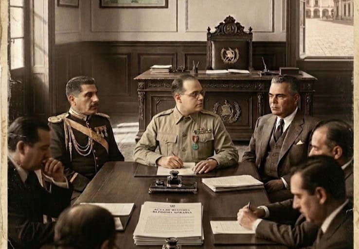 Baudilio Palma (1874-1944) estuvo dos veces en el exilio por ejercer su profesión de abogado. Cuando su amigo, el general Lázaro Chacón llega a ser presidente, lo llamó a formar parte de su gabinete, como Ministro de Hacienda. También fue nombrado Segundo Designado a la Presidencia, en caso de que el presidente faltara. El primer designado era el general Mauro de León, quien aparece a la izquierda. (Ilustración elaborada con IA con base en retratos históricos de los tres personajes)