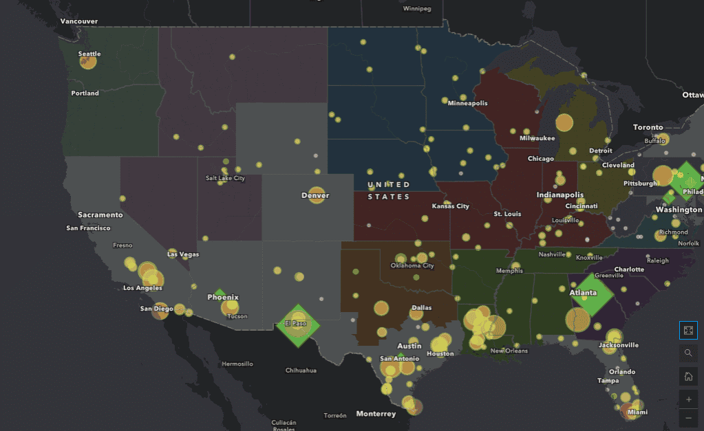 Mapa interactivo de centros de detencion de ICE y también cárceles de entidades que colaboran con ellos elaborado por el proyecto Freedom for Immigrants