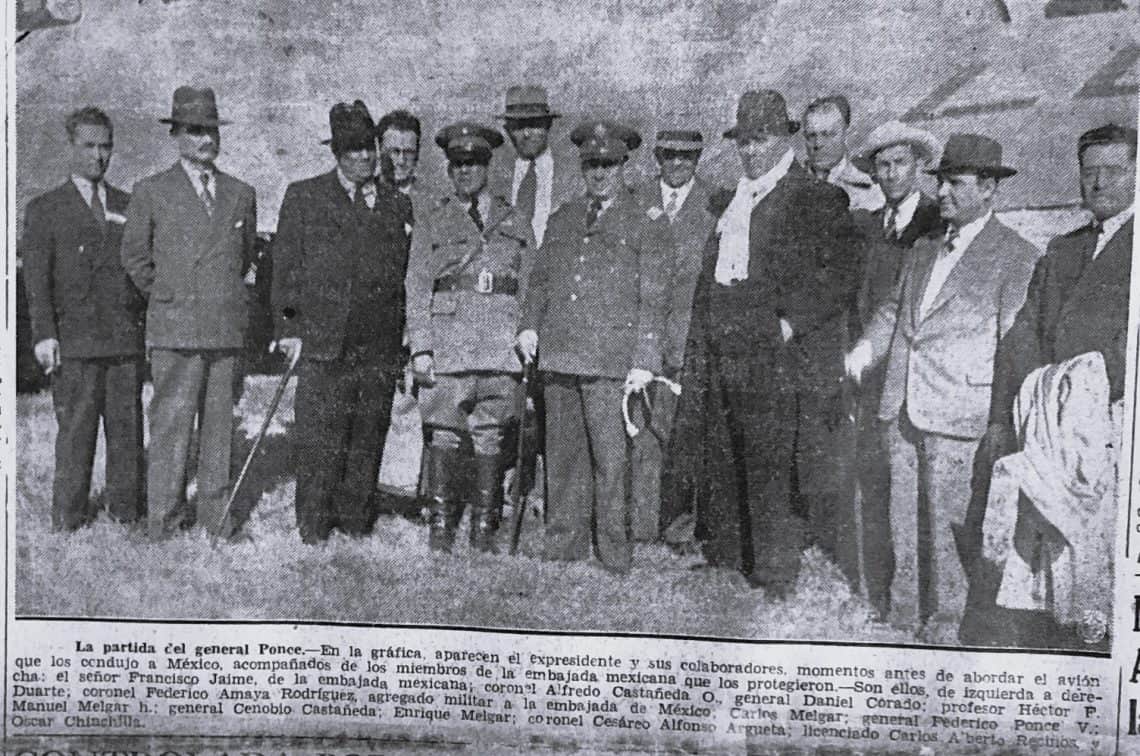 El derrocado mandatario, general Federico Ponce Vaides, salió el 22 de octubre de 1944 al exilio acompañado de militares y funcionarios que le apoyaban. Desde México, Ponce Vaides criticó al gobierno revolucionario, denunciándolo ante Estados Unidos primero de ser "nazi" y posteriormente, ya en el gobierno de Juan José Arévalo, señalaba que el movimiento era "comunista".