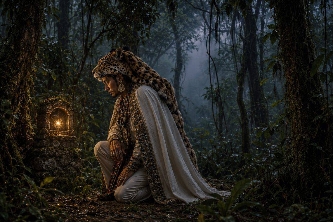 El señor Tzuul'Taká enterró a su esposa y en aquel sitio, de pronto, un día se vió una luz: era su alma bondadosa.