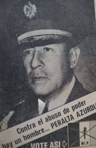 Publicidad de la campaña del coronel Enrique Peralta Azurdia para las elecciones del 5 de marzo de 1978. Quedó en segundo lugar y la elección fue definida en una segunda vuelta que se efectuaba en el Congreso, que eligió al general Romeo Lucas García. – SoyMigrante.com REVISTA – SoyMigrante.com REVISTA
