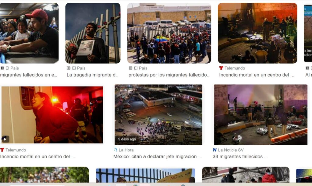 La tragedia en la que murieron migrantes quemados en un refugio de Ciudad Juárez, dio la vuelta al mundo (Fotografía: captura de pantalla de Google Imágenes)