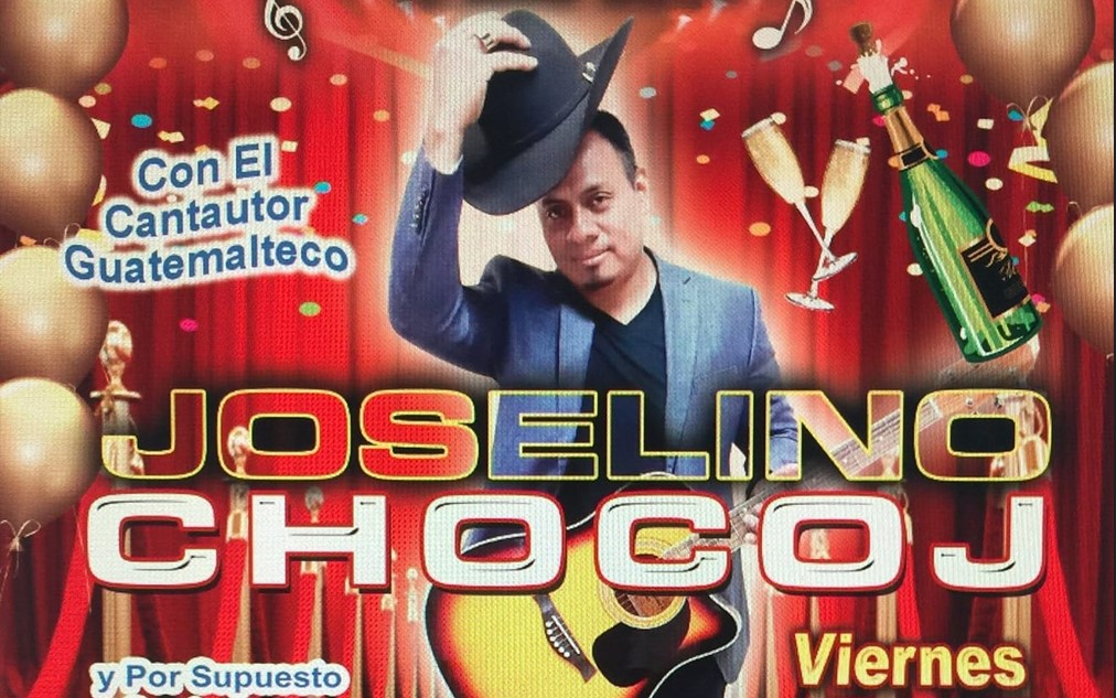Joselino Chocoj realiza presentaciones en eventos de la comunidad guatemalteca. En julio participó en el evento Chapines Fest Qué Chilero. Este afiche es de una despedida de año nuevo en la cual cantó junto a otros artistas hispanos.