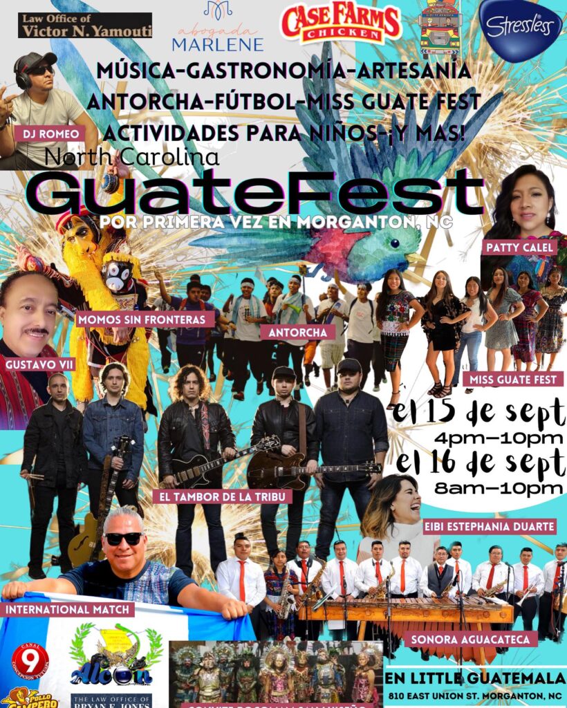 Afiche digital del Guate Fest 2023 en Morganton, Carolina del Norte.. Imagen de redes sociales de Little Guatemala, sede del evento.