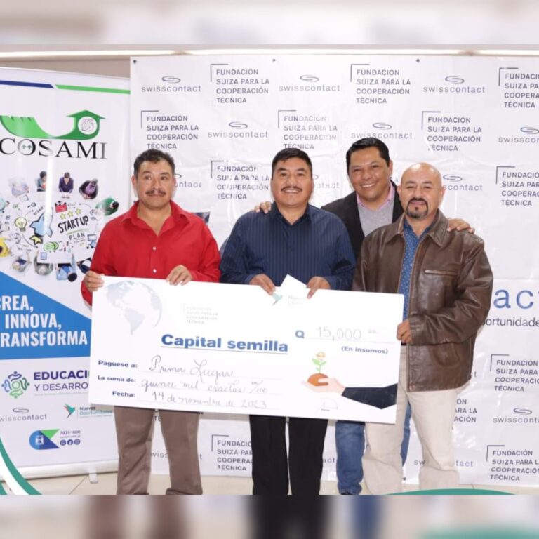 También formó parte del proceso de formación por la fundación Swisscontact Guatemala y ganador de uno de los 16 emprendedores para recibir el capital semilla como la certificación de su negocio.