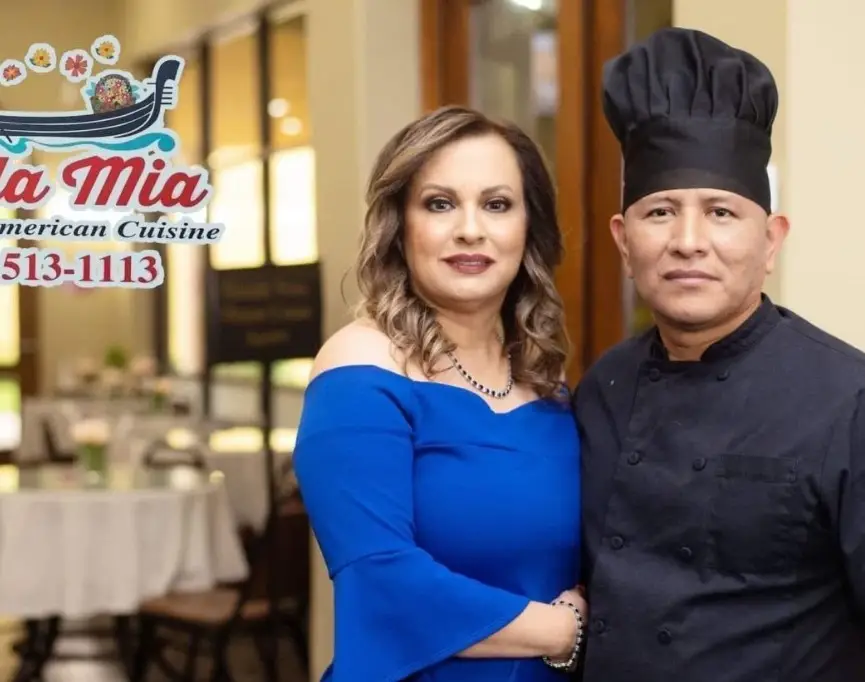 Juan Guarcas junto a su esposa María Magdalena Martínez, quien fue su inspiración para el nombre del restaurante italiano Bella Mia, en McAllen, Texas.