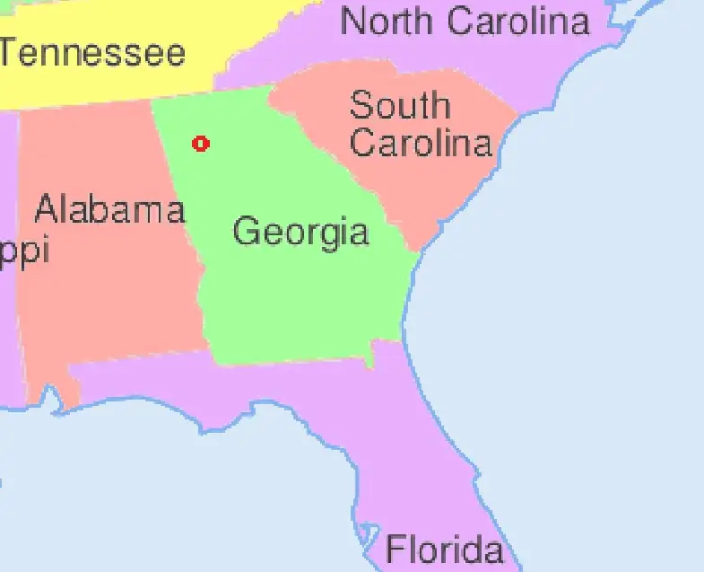 El punto rojo marca la localización de Atlanta – SoyMigrante.com – SoyMigrante.com